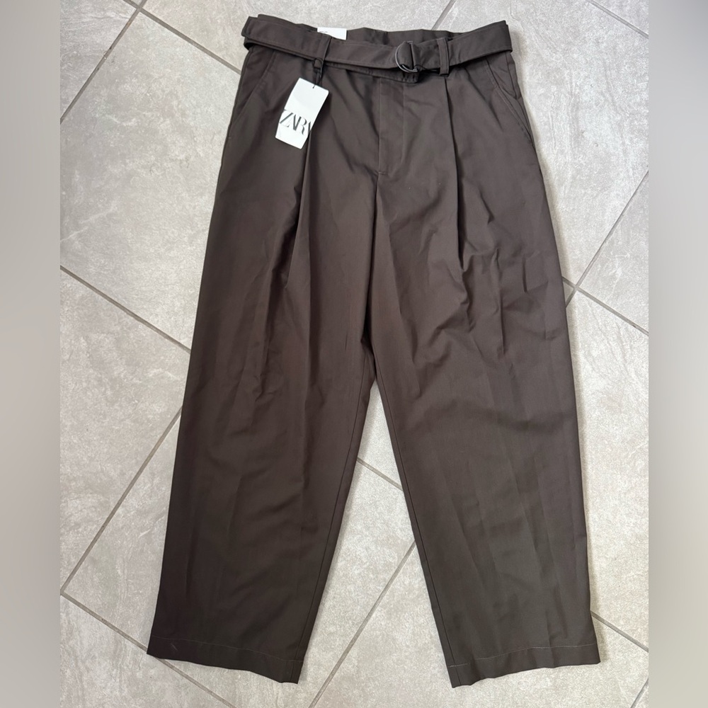 NWT Zara Dark Brown Dress Pants Wide Leg